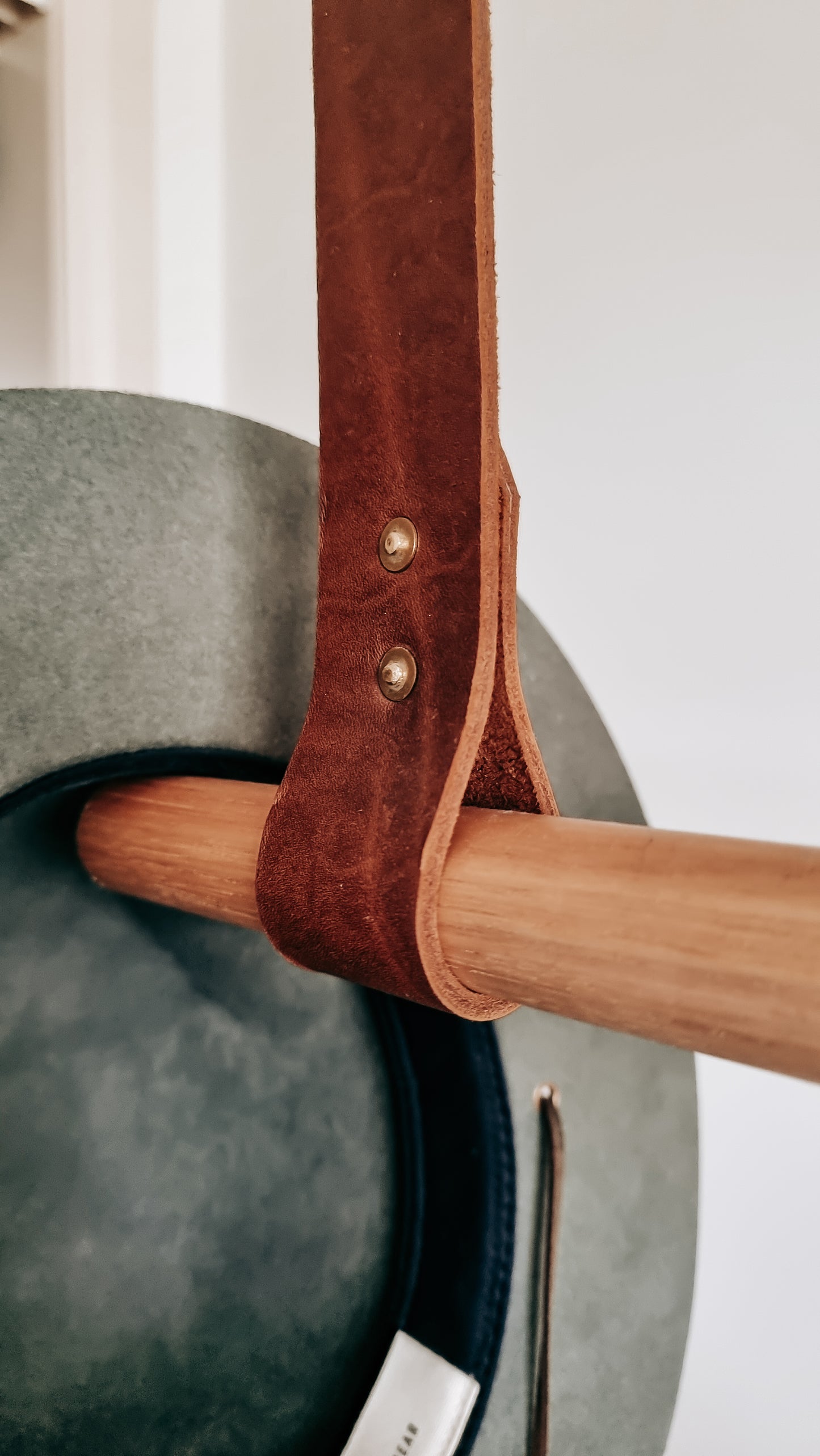 Wardrobe Timber & Leather Hanging Rail