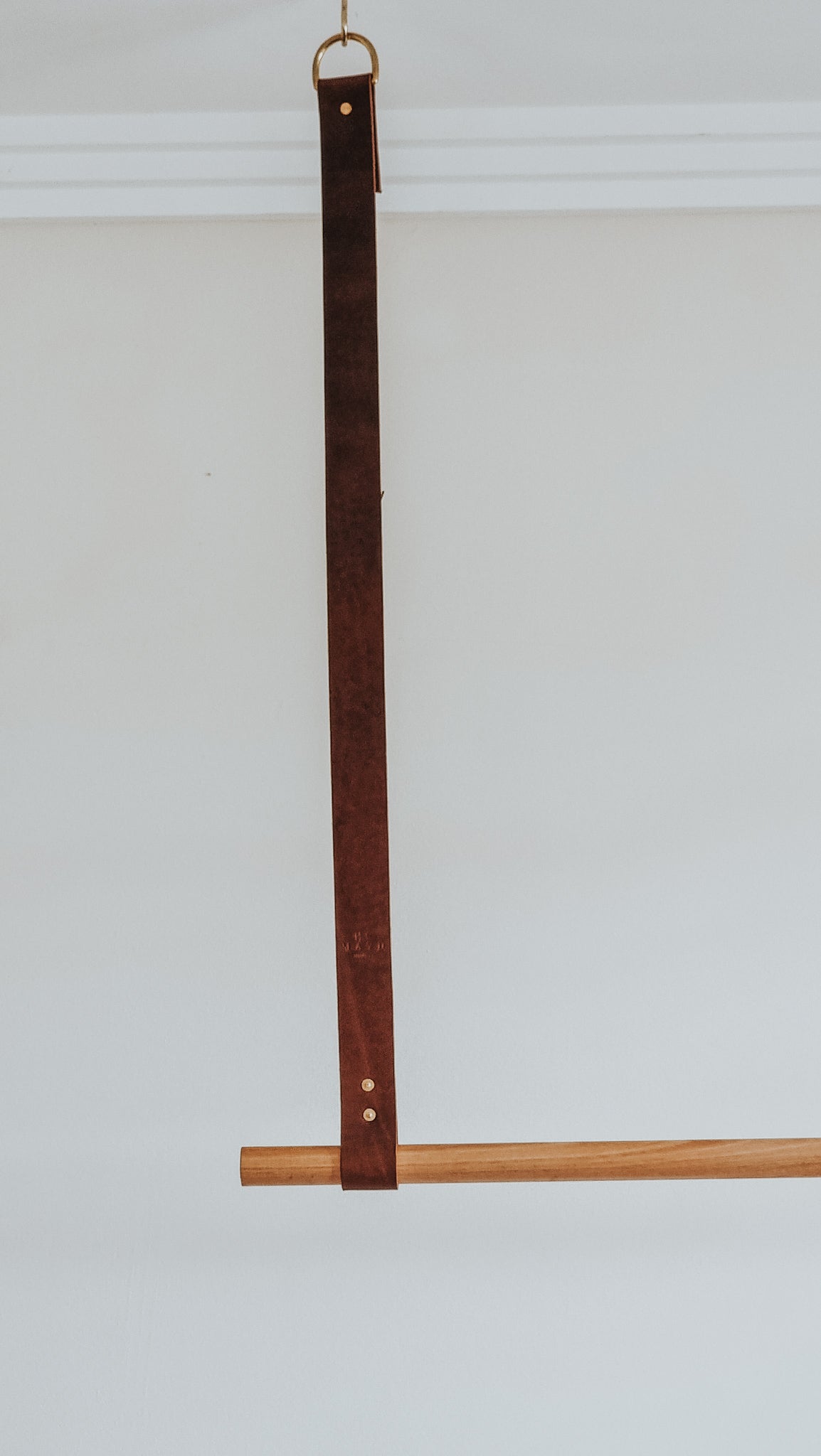Wardrobe Timber & Leather Hanging Rail