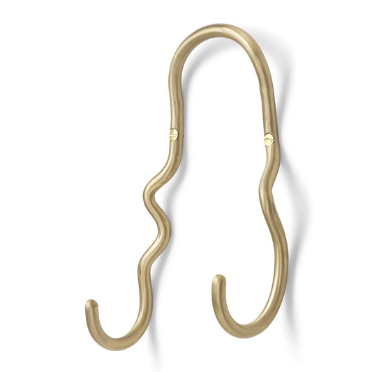 Sculptural Double Hook - Brass