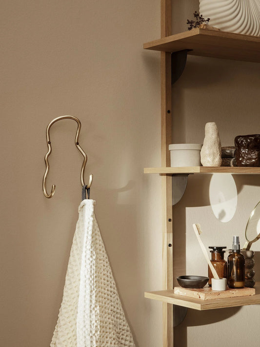Sculptural Double Hook - Brass